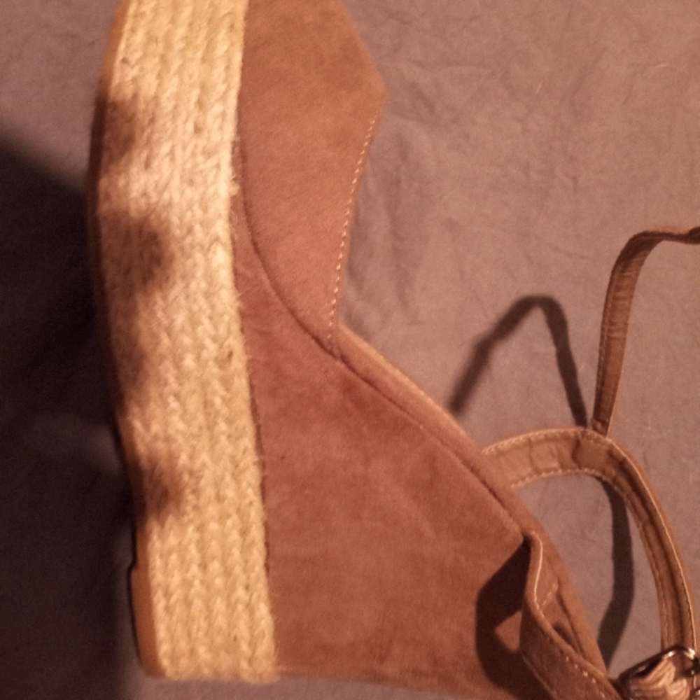 Dark tan wedge espadrilles